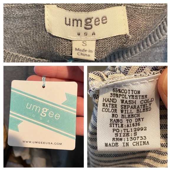 Umgee Gray Layered Shirt Sweater lace edging - Picture 11 of 11